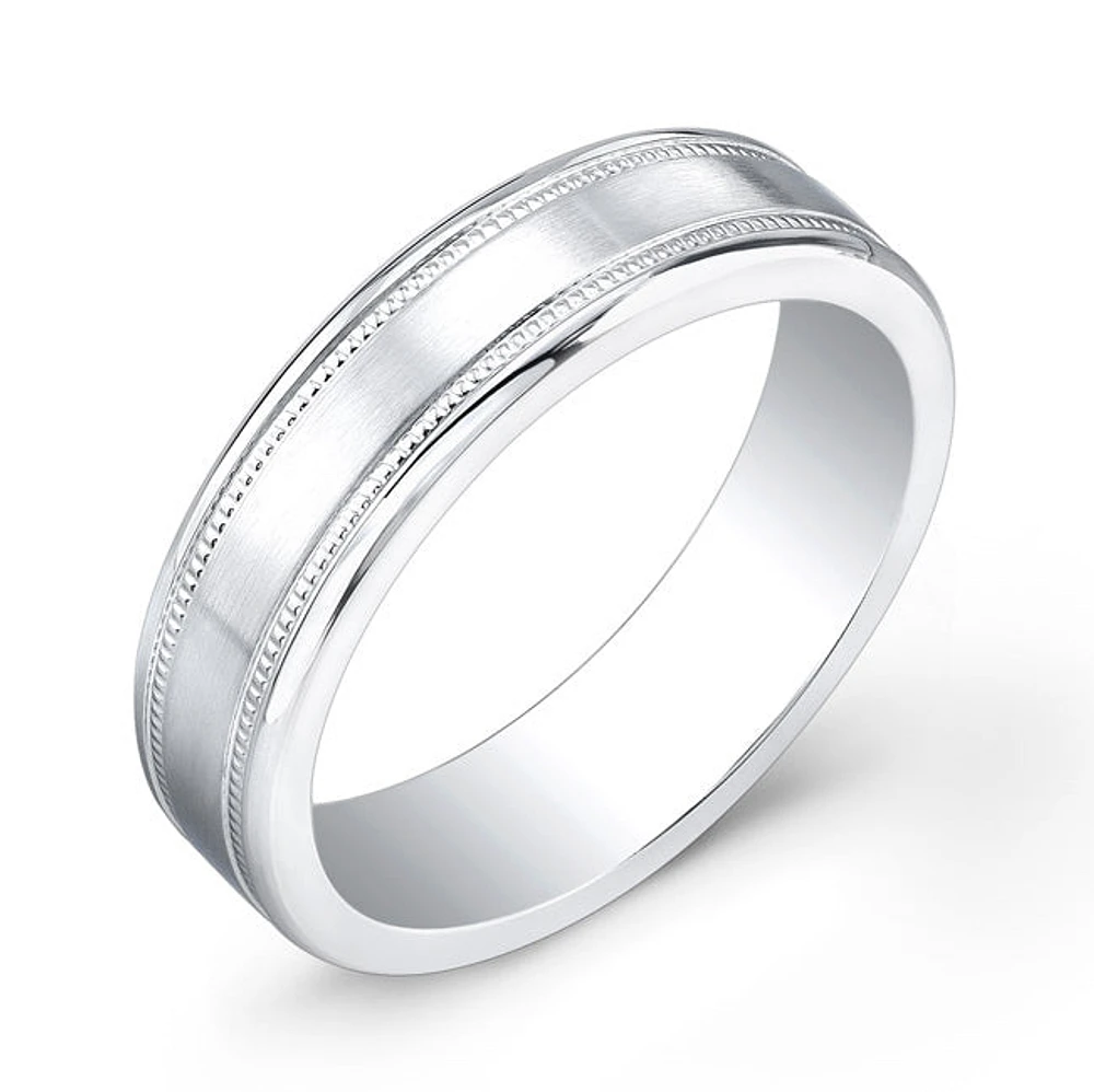 Cobalt Satin Center Milledge 6mm Ring