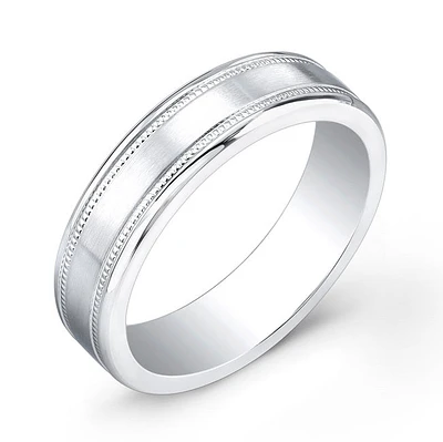 Cobalt Satin Center Milledge 6mm Ring