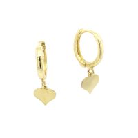 Heart Dangle Huggie Earrings 14K