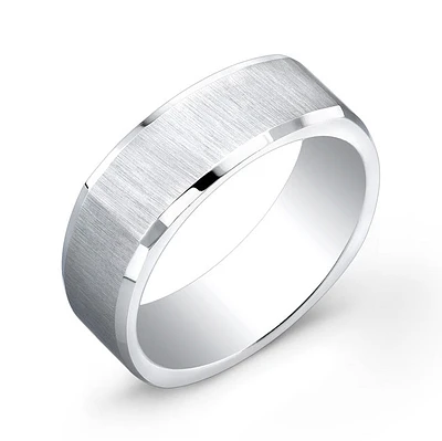 Cobalt Satin Center Square 7mm Ring