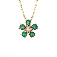 Emerald and Diamond Flower Necklace