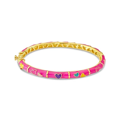 Pink Colorful Hearts Kids Bangle Bracelet