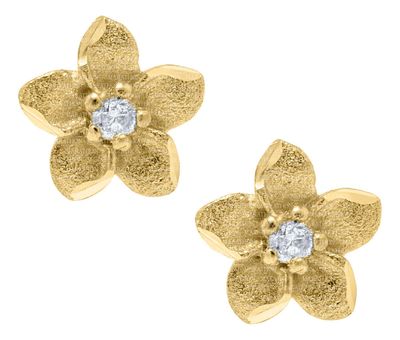 14K Flower Diamond Stud Earrings