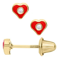 Red Heart Zirconia Stud Earrings