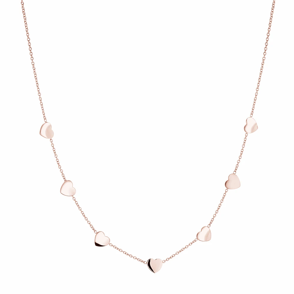 7 Heart Rose IP Steel Necklace