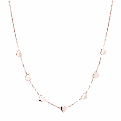 7 Heart Rose IP Steel Necklace