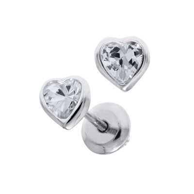 Zirconia Heart Kids Stud Earrings