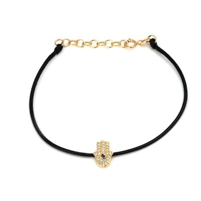 Hamsa Diamond Cord Bracelet