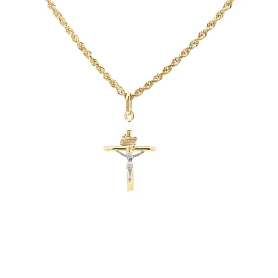 Two Tone Crucifix 22MM Pendant