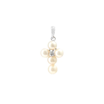 Pearls Cross with Diamond Pendant