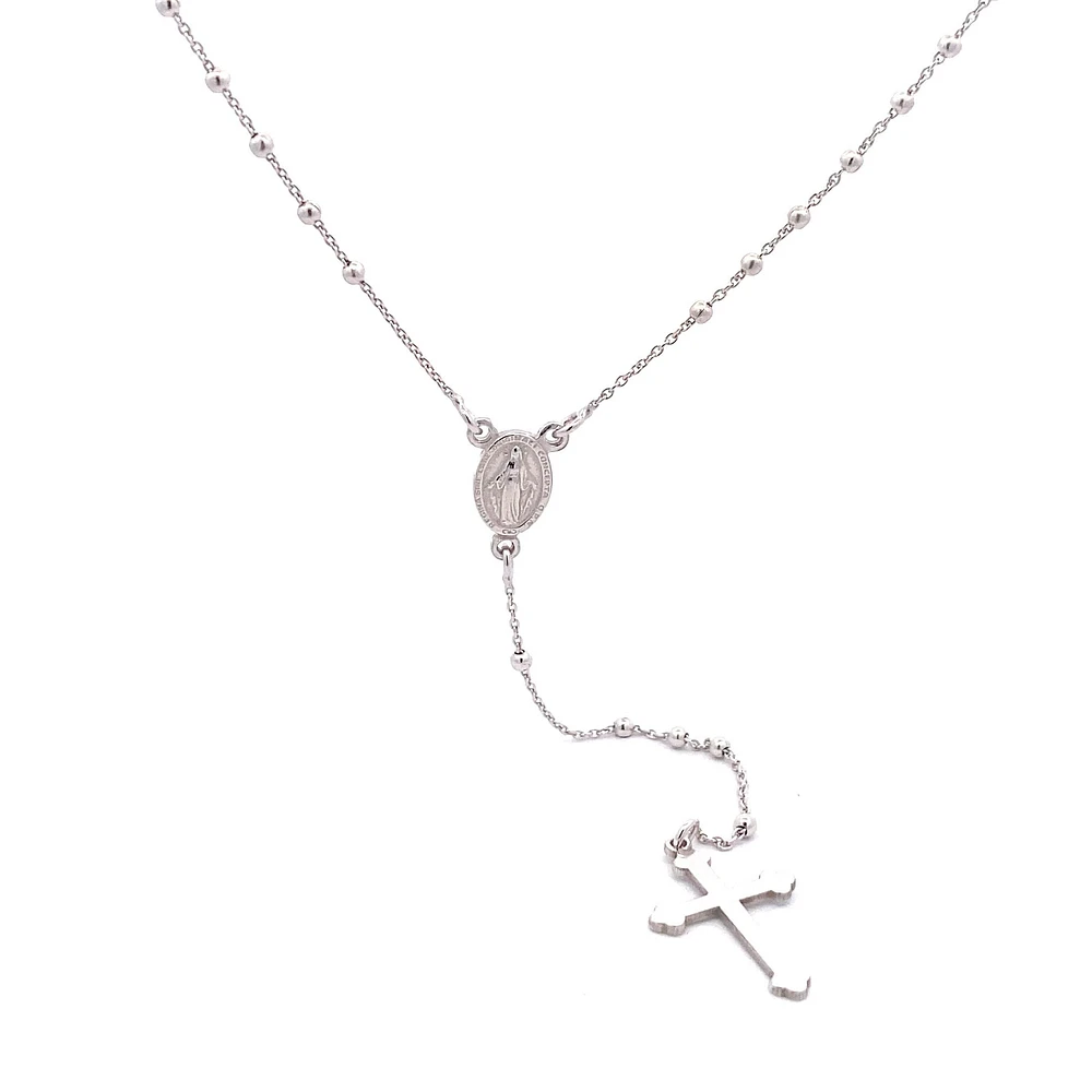 2MM Silver Rosary Necklace