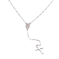 2MM Silver Rosary Necklace