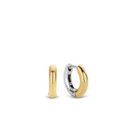 14.4mm Two Tone Huggie Earrings