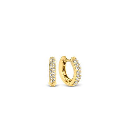 14.4MM Golden Pave Huggie Earrings