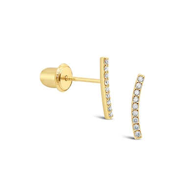 Clear Zirconia curved bar Stud Earrings