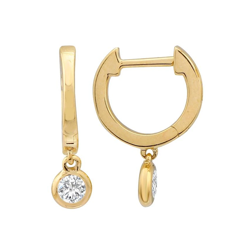 10MM huggie Diamond Drop Earrings