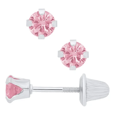Pink Zirconia White Gold Kids Earrings