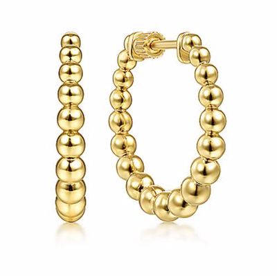 40mm Gold Beaded Hoop Earrings