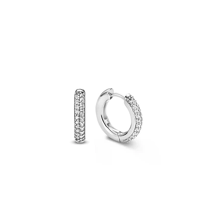 Pave huggie Earrings 17.5mm