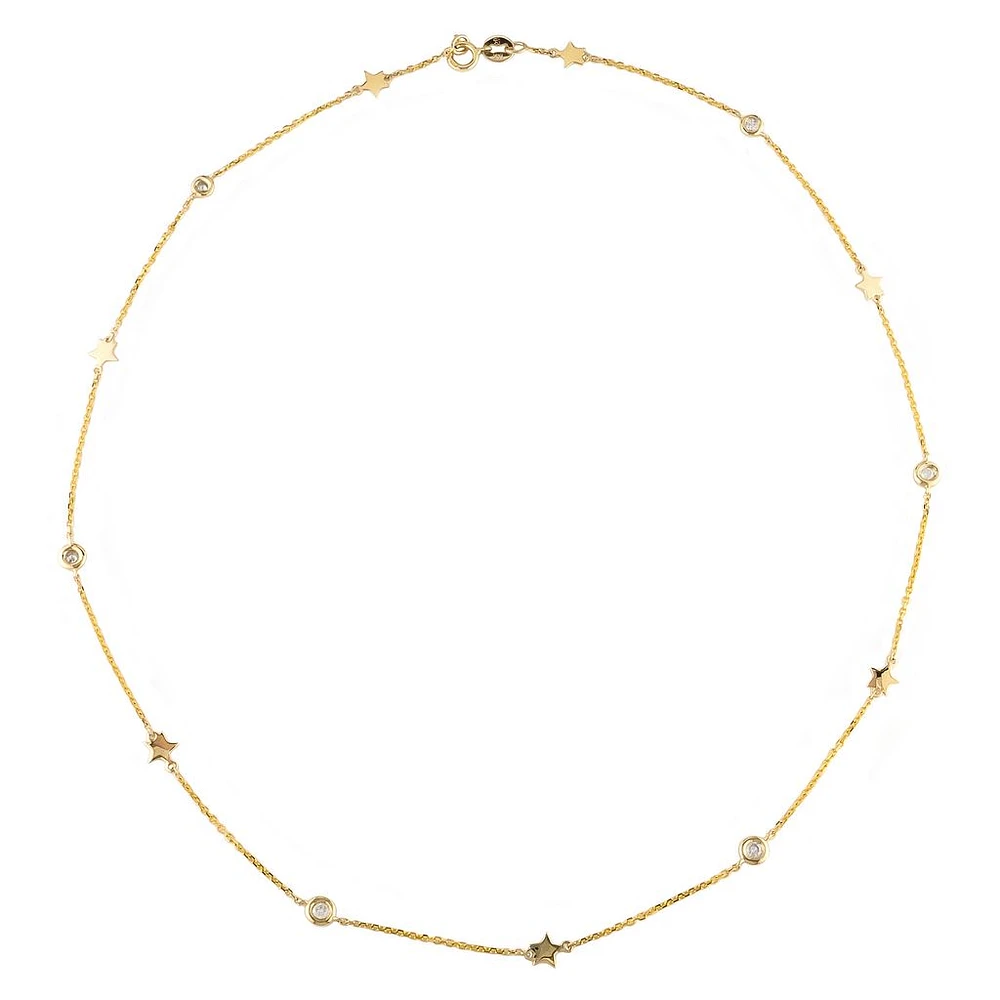 Stars and Diamonds Necklace 14K