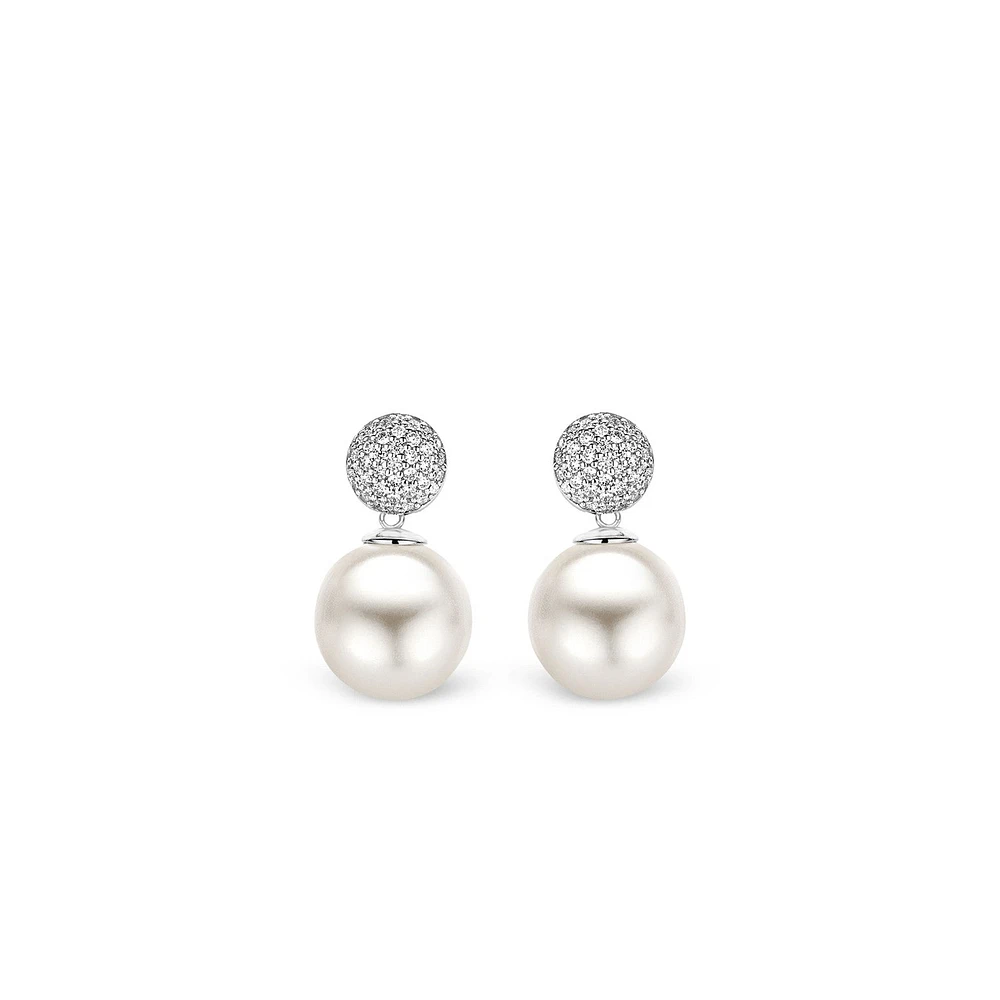 Pearl and Pave Drop Earrings
