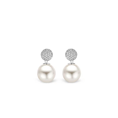 Pearl and Pave Drop Earrings