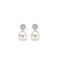 Pearl and Pave Drop Earrings
