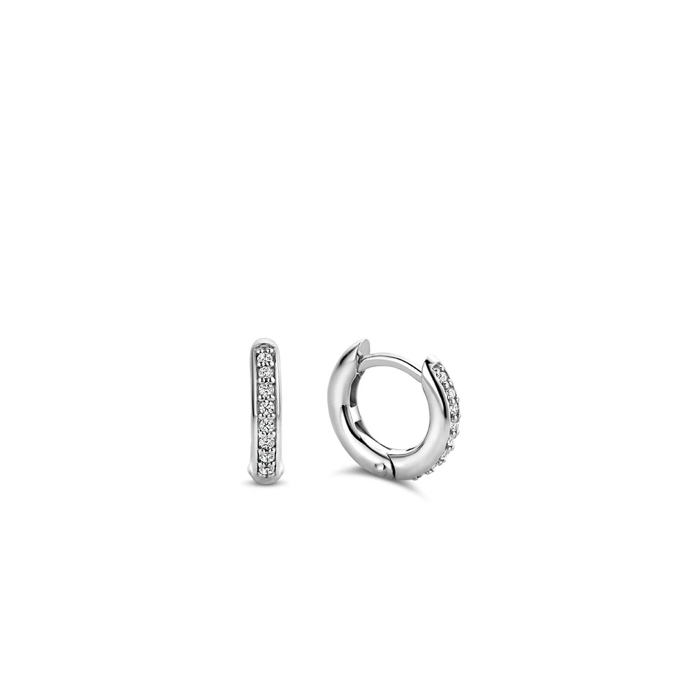 Basic 12MM Pave Huggie Earrings