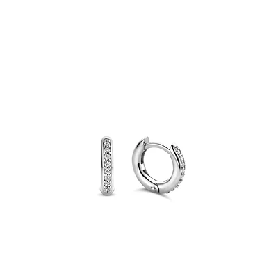 Basic 12MM Pave Huggie Earrings