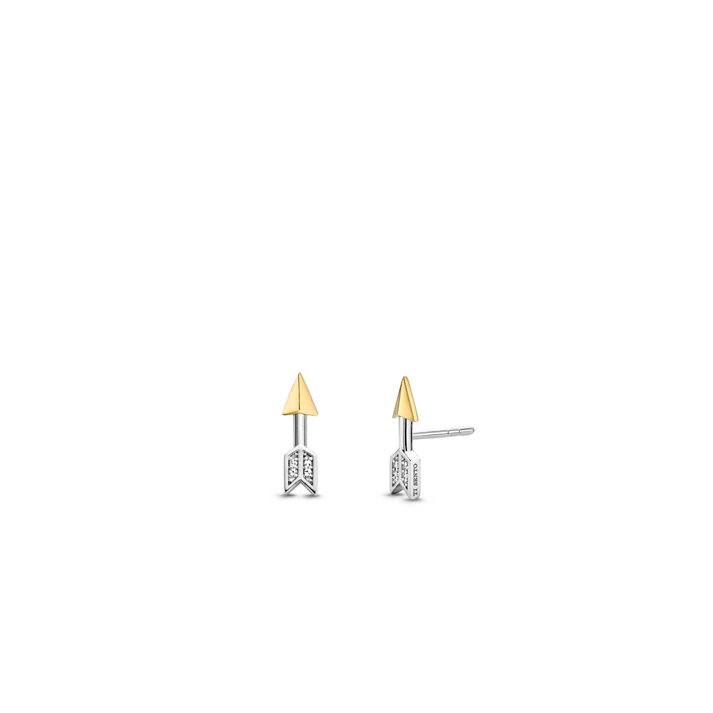Two Tone Arrow Stud Earrings