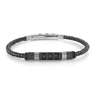 Braided Wire/Leather Black Bracelet