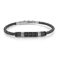 Braided Wire/Leather Black Bracelet