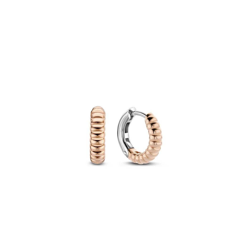 Ribbed Skinny Rose Huggie Earrings