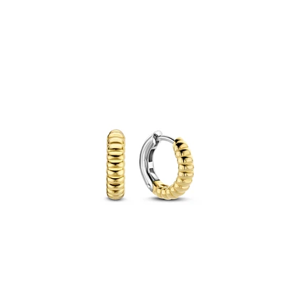 Ribbed Skinny Golden Huggie Earrings