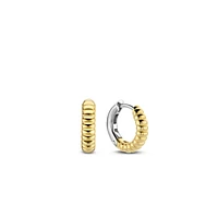Ribbed Skinny Golden Huggie Earrings