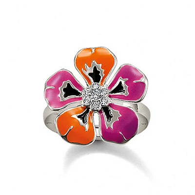 Orange Purple Flower Ring