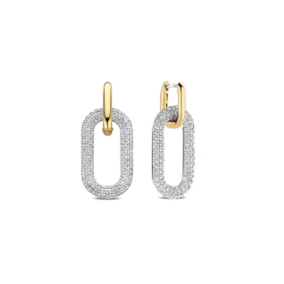 Golden Pave Link Earrings