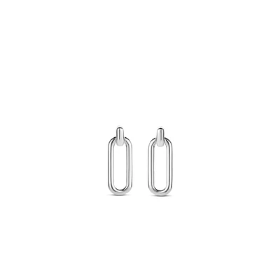 Silver Paper Clip Link Earrings