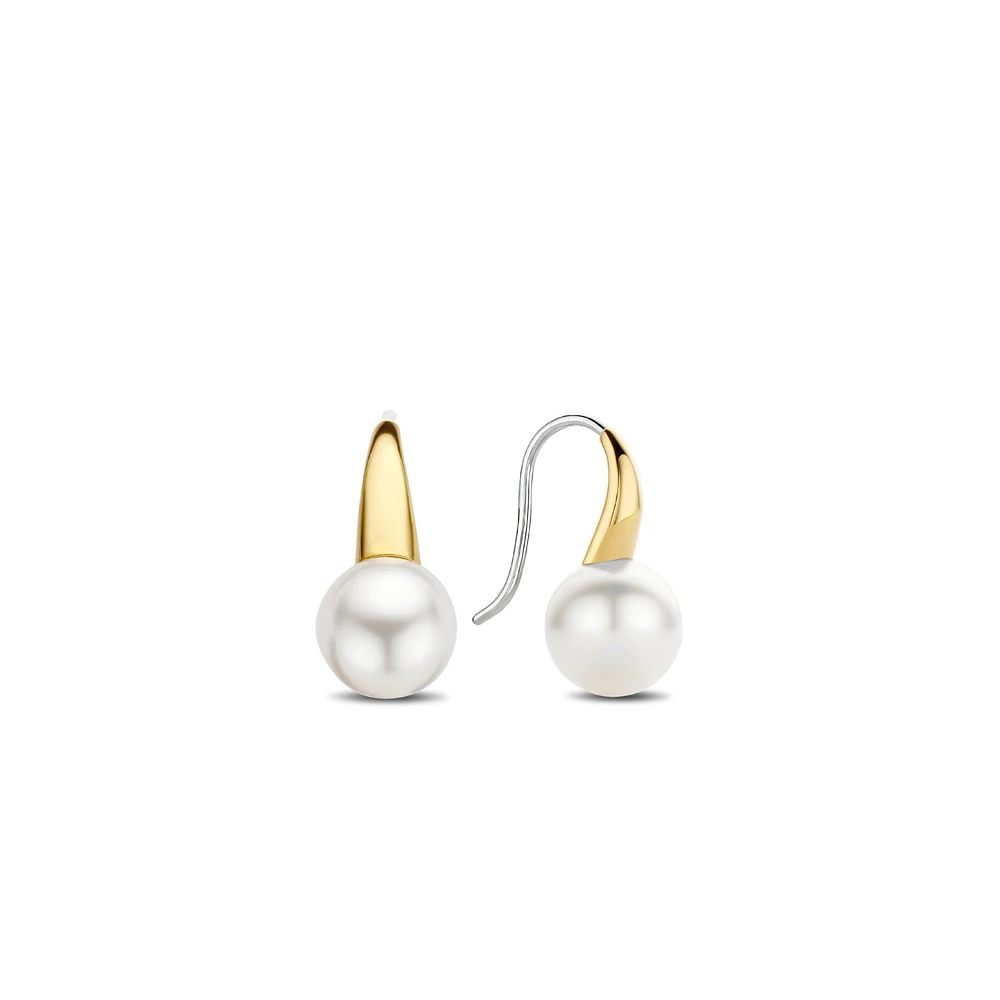 Golden Pearl Dangle Earrings