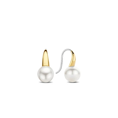 Golden Pearl Dangle Earrings