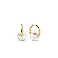 Golden Pearl Hoop Earrings