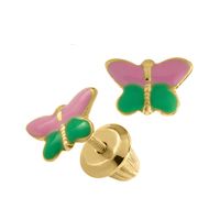 Gold Colorful Butterfly Earrings