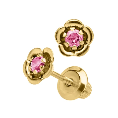 Birthstone Flower Kids Stud Earrings - October