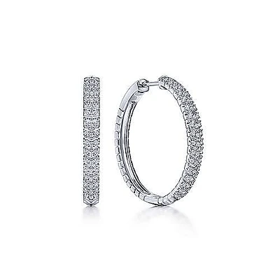 .53ct Diamond White Gold Hoop Earrings 30MM Chevron