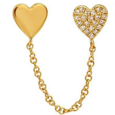 Hearts Chain Single Stud Earrings