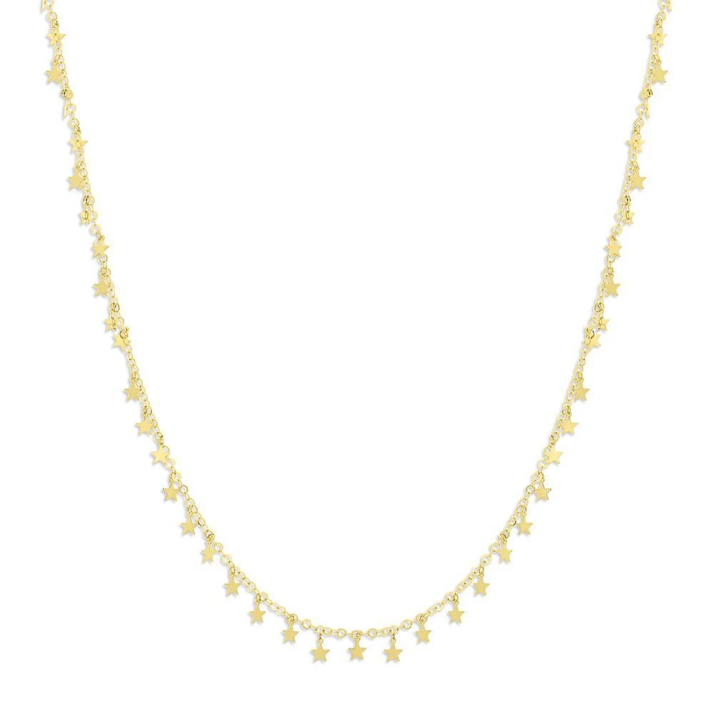 Multi Star Dangle Necklace 14K