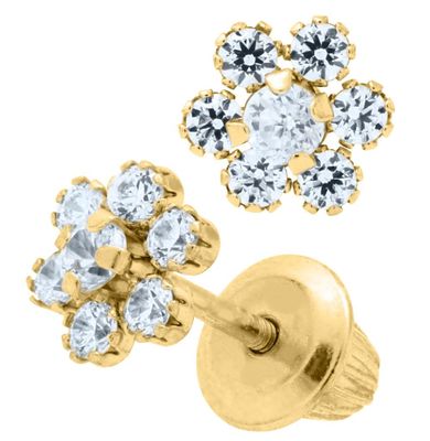 Multi Zirconia Flower Kids Stud Earrings