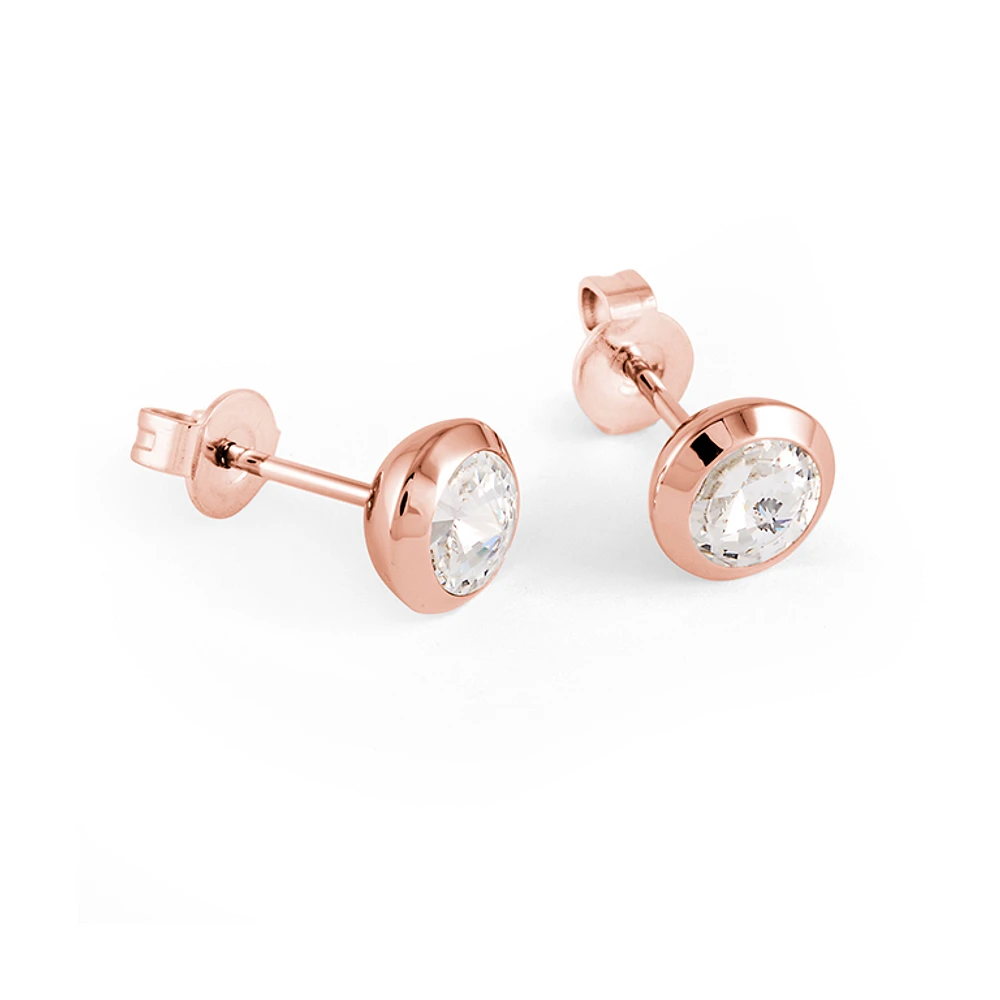 Rose Ip Zirconia Stud Earrings
