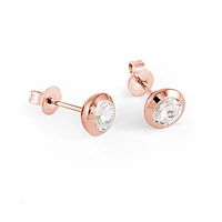 Rose Ip Zirconia Stud Earrings