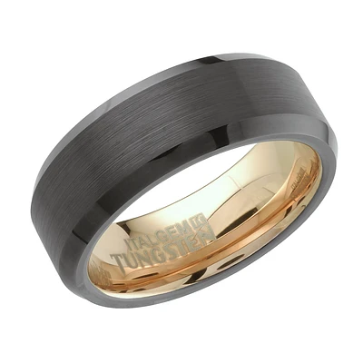 Black Tungsten Rose 7mm Ring
